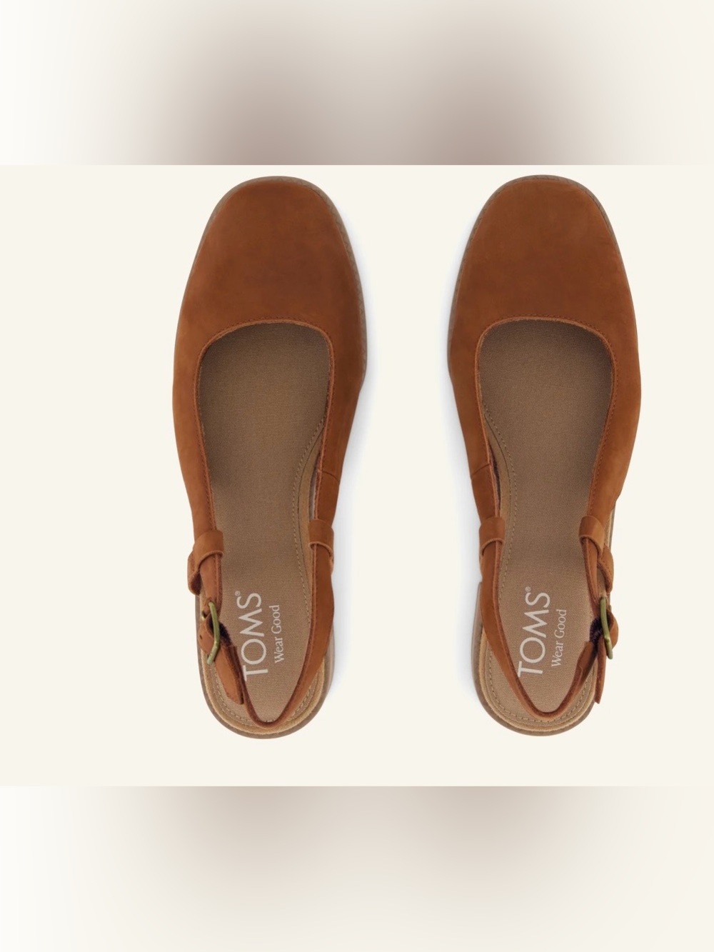 ๐ TOMS Women's Womens Jaclyn Slingback Heel Amber Brown Nubuck Leather - 8 NIB - Picture 2 of 6